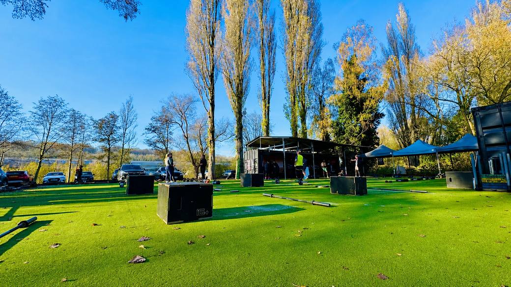 The outdoor BODY HEALTH FITNESS training facility on a clear morning