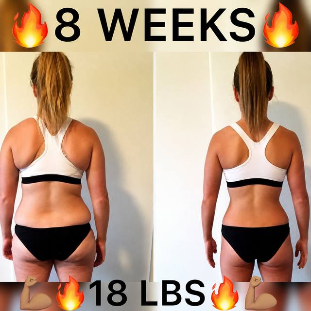 Member transformation — 8 weeks, down 18 lbs