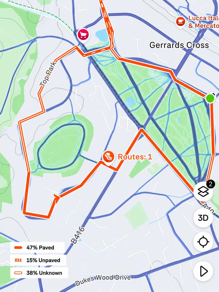An example BHF Run Club route map near Gerrards Cross