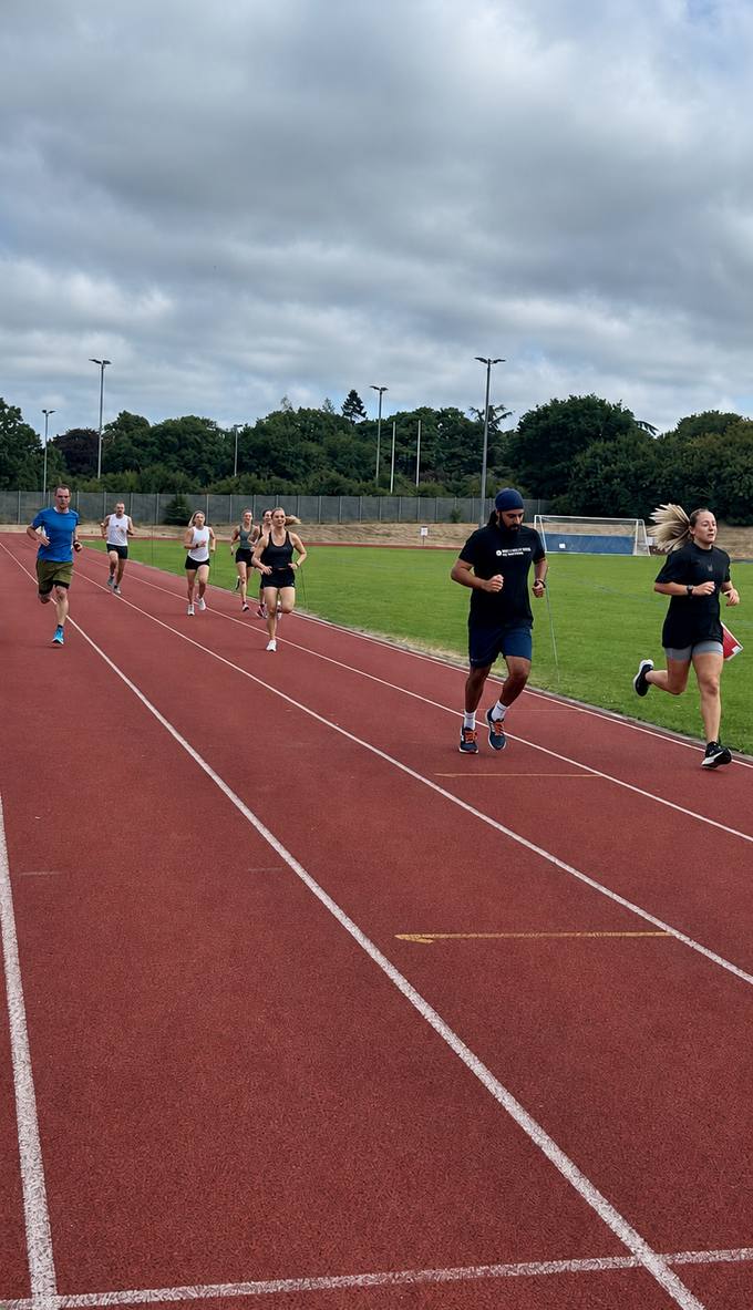BHF Run Club interval session on the running track
