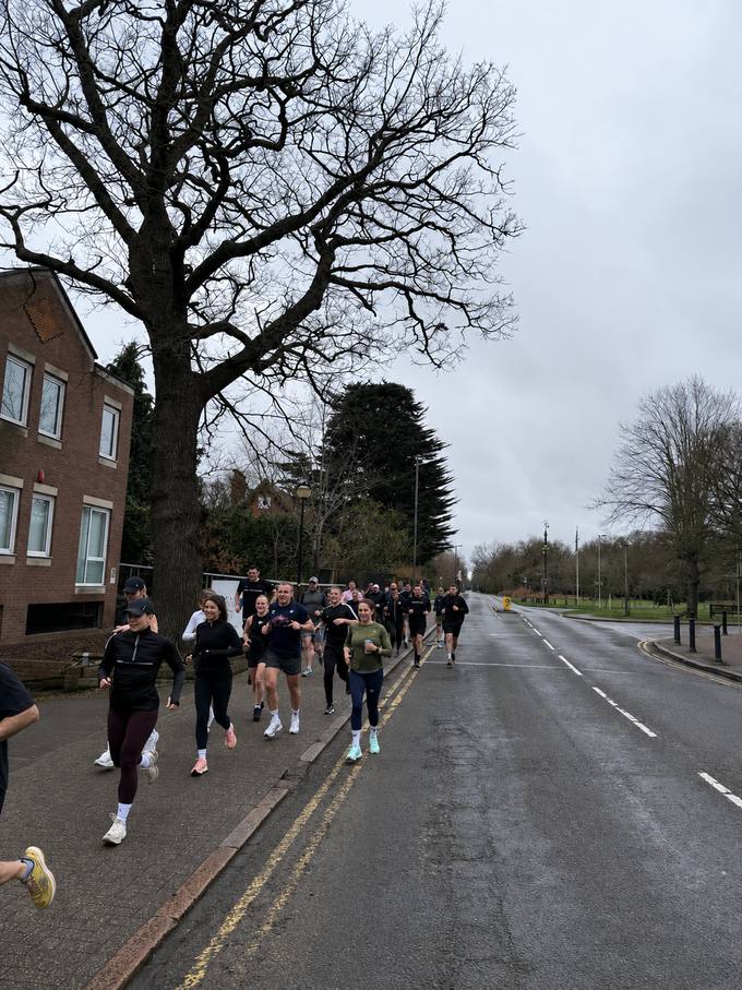 BHF Run Club running a road route near the centre
